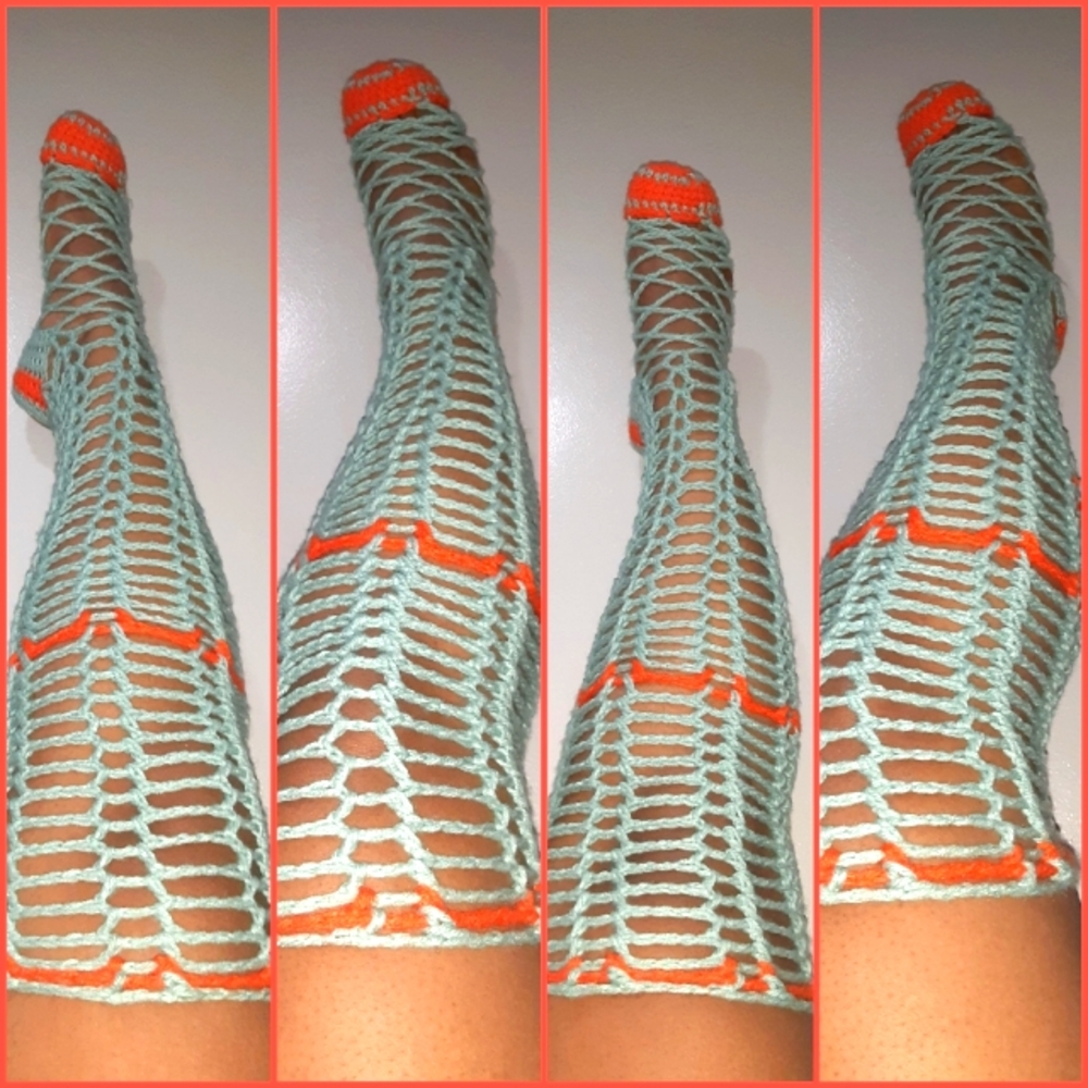 Crochet Lace Thigh High Socks